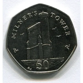 OSTROV MAN. 50 pence 2014. Milners Tower.