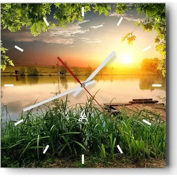 Hodiny Nástěnné hodiny do kuchyně 30x30 Krajina Stylové hodiny na skle Loft Tiché