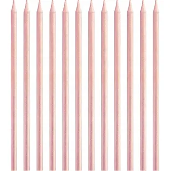 Dortová svíčka Dlouhé narozeninové svíčky - růžové zlato, 12 ks