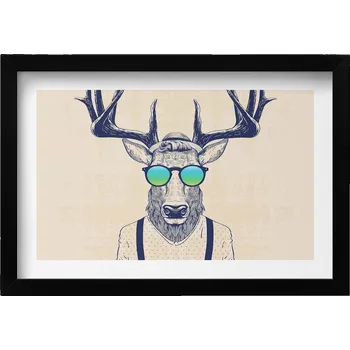 Obraz Dekorativní nástěnný obraz v rámu Abstrakce jelen s lidskými rysy 30x20 cm