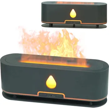Aroma difuzér Zvlhčovač Vzduchu Difuzér Vůně Ultrazvukový Plamen Černý + Dálkové Ovládání