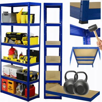 Dílenský regál Kovový regál do skladu HELIOS 213x90x30cm 6 polic, nosnost 275kg/police - ROBUSTNÍ