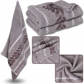 Cappuccino bavlněný ručník s výšivkou, osuška s motivem listů 70x135cm x2