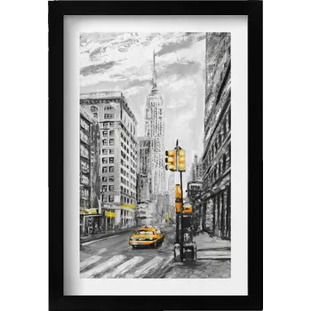 Obraz Dekorace obraz s grafikou v krásném rámu Ulice Empire State Building 20x30 cm