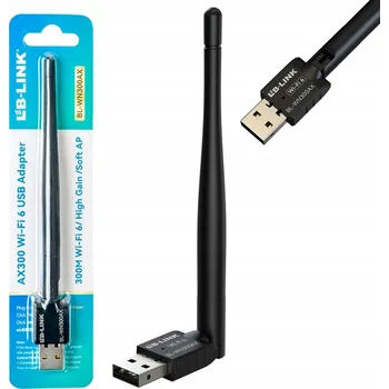 Síťová karta Adaptér Síťová karta Wi-Fi 6 na USB 2.0 2,4 GHz 300 Mbps s ANTÉNOU - SILNÝ signál