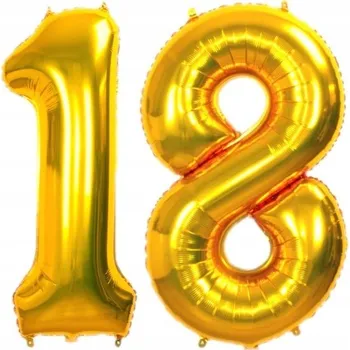 Balónek Balónek číslice 18 PMR zlatý fóliový metalický 40 palců 2 ks
