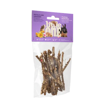 Krmivo pro hlodavce Little One Ochucené větvičky okvětními lístky a trávami (Little One) - 35 g