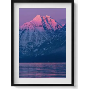 Obraz Elegantní obraz v černém rámu Zimní krajina hor a vody 50x70 cm