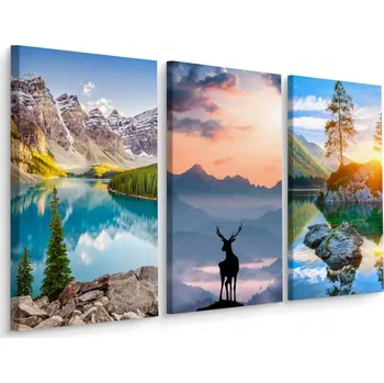 Obraz Obraz Tryptych Krajina JELEN Jezero Hory 60x40