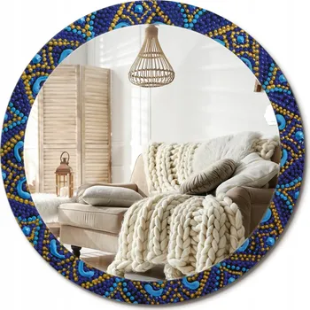 Zrcadlo Moderní dekorativní kulaté zrcadlo s potiskem Karnevalový vzor průměr 90 cm