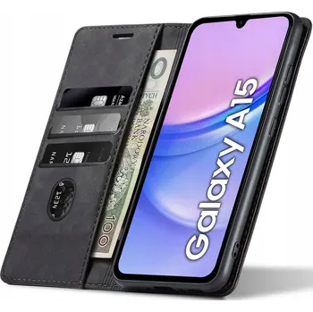 Pouzdro na mobilní telefon Pouzdro s klopou Nela-Styl pro Samsung Galaxy A15 5G, černé