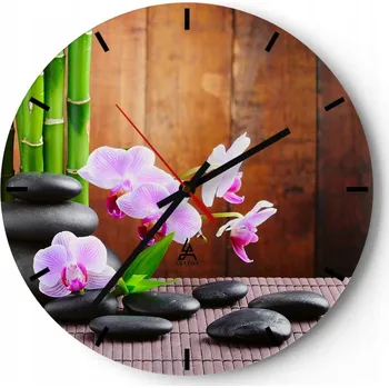 Hodiny Velké nástěnné hodiny 40x40 Květiny Skleněné hodiny Kulatý Tiché