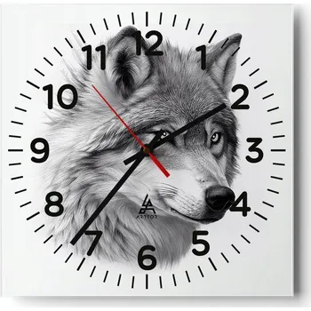 Hodiny Nástěnné hodiny do obýváku 40x40 Vlk Tiché hodiny na skle Stylové a bezhlučné