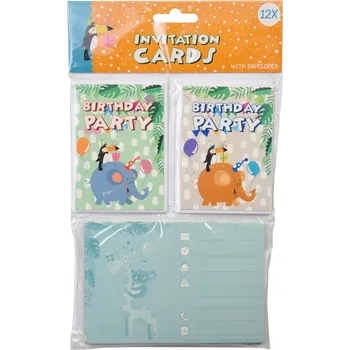 Pozvánka NAROZENINOVÉ POZVÁNKY S OBÁLKAMI 12 KS SAFARI