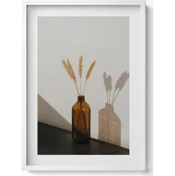 Obraz Dekorativní obraz v rámu na zeď do obývacího pokoje Boho váza s klasy 50x70 cm