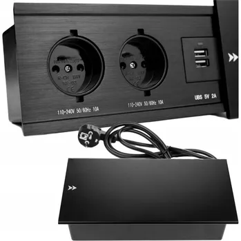 Elektrická zásuvka Zásuvková lišta do desky stolu BarON černá