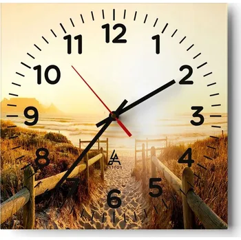 Hodiny Kuchyňské nástěnné hodiny 30x30 Krajina Skleněné hodiny do obýváku Moderní Tiché