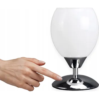 Lampička Noční lampa dotyková E27 chrom se skleněným stínidlem do ložnice nebo obýváku