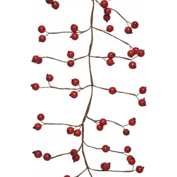 Vánoční dekorace Vánoční červená girlanda, řetěz na stromeček s pěnovými bobulemi, 130 cm