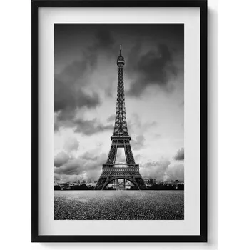 Obraz Závěsný obraz v rámu Černobílá krajina Francie s Eiffelovou věží 50x70 cm