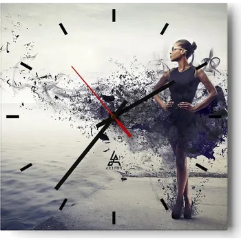 Hodiny Nástěnné hodiny do kuchyně 30x30 Žena Stylové hodiny na skle Loft Tiché