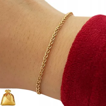 Náramek DÁMSKÝ ZLATÝ NÁRAMEK Z CHIRURGICKÉ OCELI VZOR KLAS 2 MM / JEMNÝ POZLÁCENÝ 18K ZLATEM