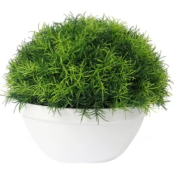 umělá květina Tráva-koule v bílém květináči 25 cm umělá květina