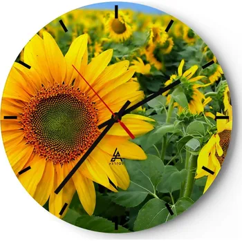 Hodiny Nástěnné hodiny do kuchyně 30x30 Květiny Skleněné hodiny do obýváku Loft Tiché