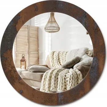 Zrcadlo Moderní Loftové závěsné zrcadlo s potiskem Metalické rustikální průměr 60cm