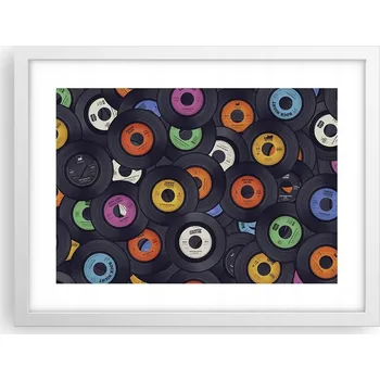 Obraz Obraz plakát v bílém rámu do obýváku 40x30 hudební deska foto na zeď