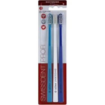 Zubní kartáček Swissdent Whitening Trio Soft Set ( 2 + 1 ZDARMA tyrkysový + bílý + tmavě modrý) - Sada zubních kartáčků