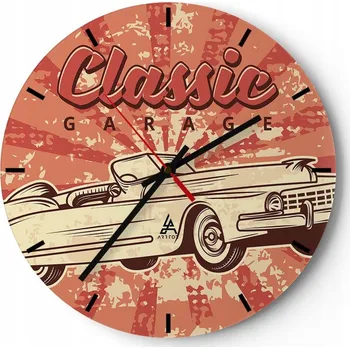 Hodiny Nástěnné hodiny do kuchyně 30x30 Auto Skleněné hodiny do obýváku Loft Tiché