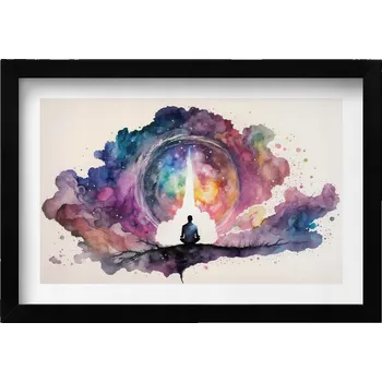 Obraz Nástěnný dekorativní obraz v rámu s grafikou Meditace životní styl 30x20 cm