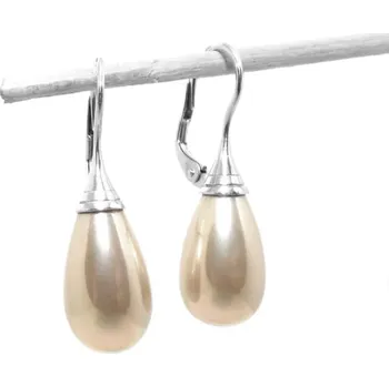 Náušnice Stříbrné náušnice slza perla majorica bronze - NK1506 (Stříbrné náušnice s Majorica perlou 15x9 mm)