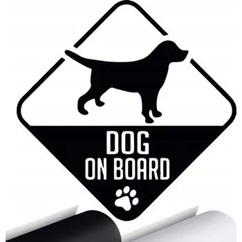 Samolepicí dekorace na vozidlo SAMOLEPKA na auto PES NA PALUBĚ 15x15 cm