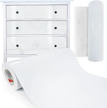 Tapeta Samolepicí PVC Fólie Dekorativní dýha na nábytek Bílá lesklá role 50x350cm