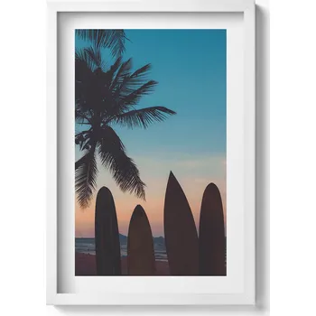 Obraz Dekorativní obraz v rámu do obýváku Surfing na tropické pláži 40x60 cm