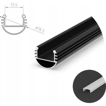 LED osvětlení LED profil do skříně šatní tyč TECH-LIGHT černý P8 1m