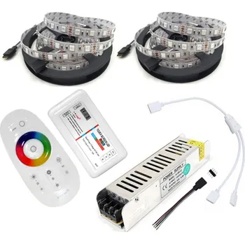 LED osvětlení LED PÁSEK SADA 10m RGB 5050 60/M DÁLKOVÝ OVLADAČ DOTYKOVÉ RF