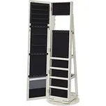 Songmics Otočná šperkovnice se zrcadlem a policemi, dekor dřeva JBC62W