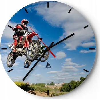 Hodiny Velké nástěnné hodiny 40x40 Motocross Skleněné hodiny Kulatý Tiché