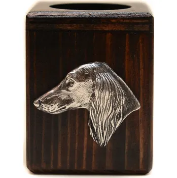 Svícen Perský chrt, dřevěný svícen Saluki se psem, na čajovou svíčku (tealight)