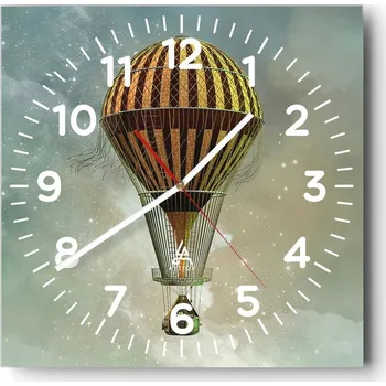 Hodiny Kuchyňské nástěnné hodiny 30x30 Balón Skleněné hodiny do obýváku Moderní Tiché