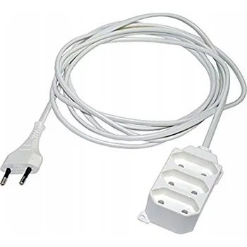 Napájecí kabel PRODLUŽOVACÍ KABEL TROJITÝ 1,5 METRU EURO BÍLÝ 3-NÁSOBNÝ 3 ZÁSUVKY