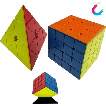 Hlavolam MAGNETICKÁ KOSTKA 4x4 Pyramida Pyraminx SADA