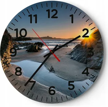 Hodiny Nástěnné hodiny do obýváku 40x40 Krajina Kulatý Skleněné hodiny Loft Tiché