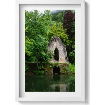 Obraz Stylový obraz v bílém rámu Zřícenina staré kaple Chamonix Francie 40x60 cm