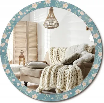 Zrcadlo Zrcadlo nástěnné s ozdobným skleněným rámem Květinový vzor XXL průměr 100 cm