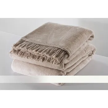 deka Béžová deka s třásněmi - bavlna