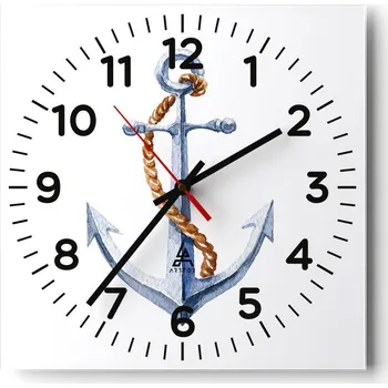 Hodiny Nástěnné hodiny do obýváku 40x40 Kotva Tiché hodiny na skle Bezhlučné